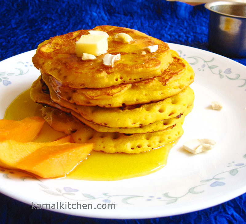 Eggless Mango Cashew Pancake