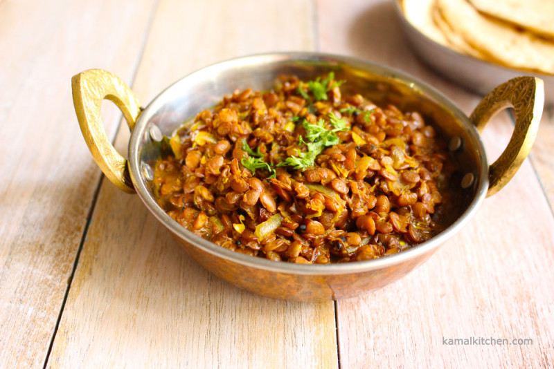 Sprouted Horse Gram Curry recipe - Kulith Usal Vegan