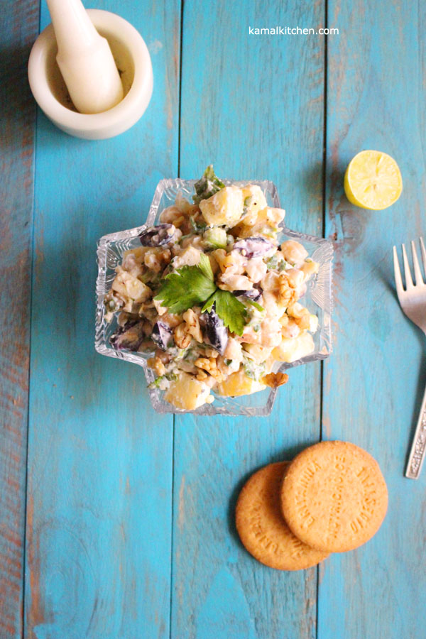 vegetarian waldorf salad eggless recipe