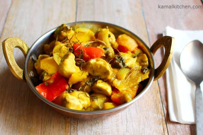 mushroom kadai stir fry curry
