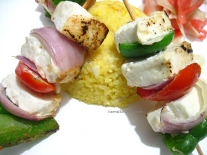 Lasooni Paneer Tikka with saffron rice recipe