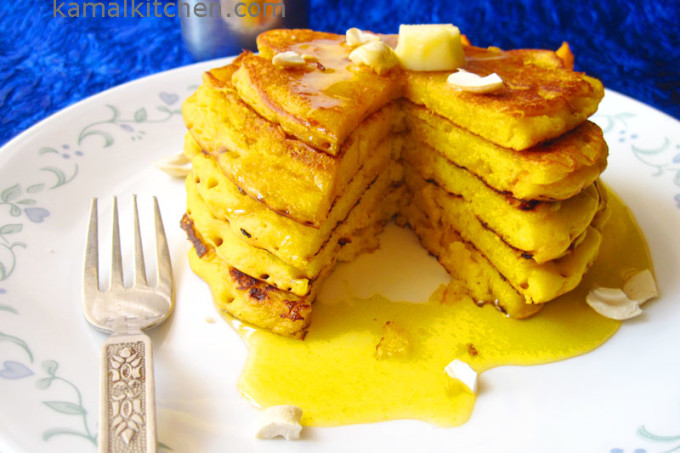 Eggless Mango Cashew Pancake