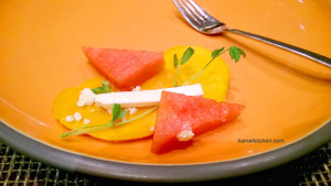 Prego at Westin, Pune has a new chef. Italian Chef Eraldo Colazzo has worked in 18 countries for over 38 years, and has dished out his creations to such luminaries as President Clinton, Nelson Mandela and Princess Diana. So when an invite for an exclusive preview of Chef Eraldo’s new menu landed in my Inbox, I was ready to head out. Restaurant food or popular food of any cuisine is so limited and it is not always a true indicator of the kind of food people eat every day. I have been stressing this point in my books. Just as Indian food is so much more than spicy oil laden curries, the true taste of Italy goes much beyond pizzas and saucy pastas. Fresh produce and good quality ingredients have always been a hallmark of the food at Prego, or at any restaurant at Westin Pune, really. Now we have a well traveled and experienced chef who cooks from the heart, and lets the simple, honest food do the talking. The long drive in 40C heat was forgotten as I was greeted effusively by Arpit, the restaurant manager. An ice cold grappa was offered and savored, followed by an exotic elder flower based mocktail. I am not sure if it is on the menu, but it is something worth trying. The guests gradually assembled and about an hour later, we finally got to meet Chef Colazzo himself. The mark of a great man (or woman) is how humble and modest they are, and this was evident in the few words the chef said. The wine was poured, a crisp, dry Pinot Grigio in my case, and fresh bread was served. Both the herbed foccacia and a dark boule passed muster. It was served with a tangy tomato basil sauce. I would have preferred some butter and good olive oil with this bread though, with or without the sauce. Chef Eraldo believes in using what is in season. After an amuse bouche of zucchini tempura, we were served a salad of fresh watermelon, mango and feta cheese with a honey lemon dressing. The salad was very lightly seasoned and dressed, but it disappeared in seconds. Another salad we tried was Insalata Itaca, with lettuce, feta cheese, olives, peppers and sun dried tomatoes. Insalata Burrata was the highlight of the evening for me. Burrata is a super creamy cheese, reminiscent of ricotta and mozzarella. The cheese was a lot creamier than ricotta and very smooth, unlike ricotta which is somewhat grainy. Served with a slight sprinkling of black pepper and a slice of tomato, the burrata is pure bliss for cheese lovers. The Penne Norma had bold flavors of aubergine or eggplant with a scant sauce. Finely chopped mozzarella was sprinkled through the pasta which was perfectly al dente. Risottos are quite popular in India, and beetroot is the latest wonder vegetable. Combining the two has to be a winning combination. The beetroot risotto had the earthiness of beet and an oniony, chive like flavor through it. A parmesan sauce was poured on top, a slight variation from the grated cheese we expect. The mixed berry Panna Cotta with sambuca was a fitting finale to the meal. The Panna Cotta was set a bit softer which did not matter since it was served in a martini glass. It was certainly gobble worthy. Chef Anurudh Khanna, the Executive Chef at Westin Pune promises seasonal menus and daily specials based on what is fresh at their farms. Take a bite of the luscious burrata, close your eyes, and you could almost, almost imagine yourself in a Tuscan hill town. Chef Eraldo Colazzo and his new menu launches on May 5, 2016. So bookmark this and head to Prego for fresh, authentic Italian fare. Read more about Chef Eraldo’s creations at MovieRecipe, our partner blog.