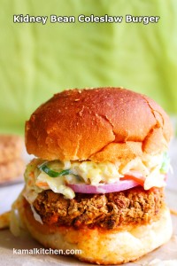 Kidney Bean and Coleslaw Burger