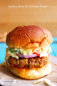 Kidney Bean and Coleslaw Burger
