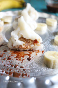Banana Date Modak with Chocolate Sauce - Vegan Sugar Free