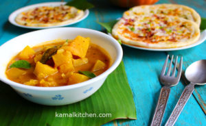 pumpkin sambar - pumkin lentil stew vegan recipe