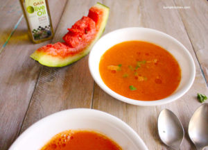 Watermelon Gazpacho recipe with Gaia Extra Virgin Olive Oil